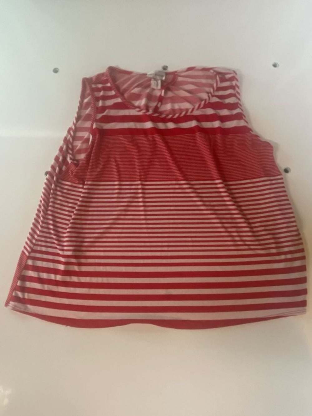 Caren Sport Red and White Striped Sleeveless Tank Top Size 2XL